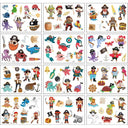 Vibrant Cartoon Kids Temporary Tattoos - 12 Fun Animal Packs