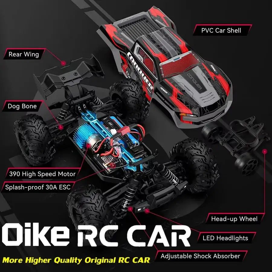 Oike RC Drift Car With LED Light 50KM/H / 80KM/H Brushless 4WD Remote Control Electric High Speed Racing Monster Truck for Adult