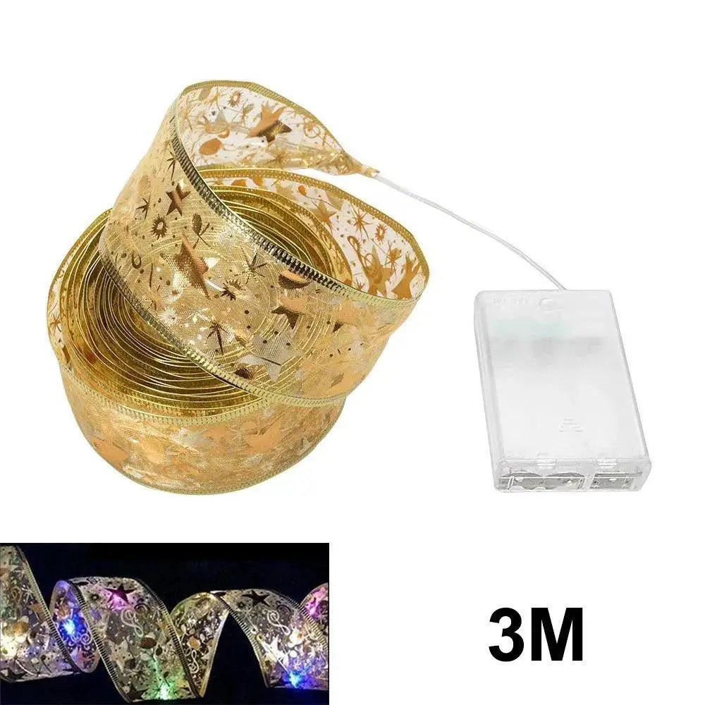 DIY Holiday Fairy Light Bows Festive Ribbon Ornaments