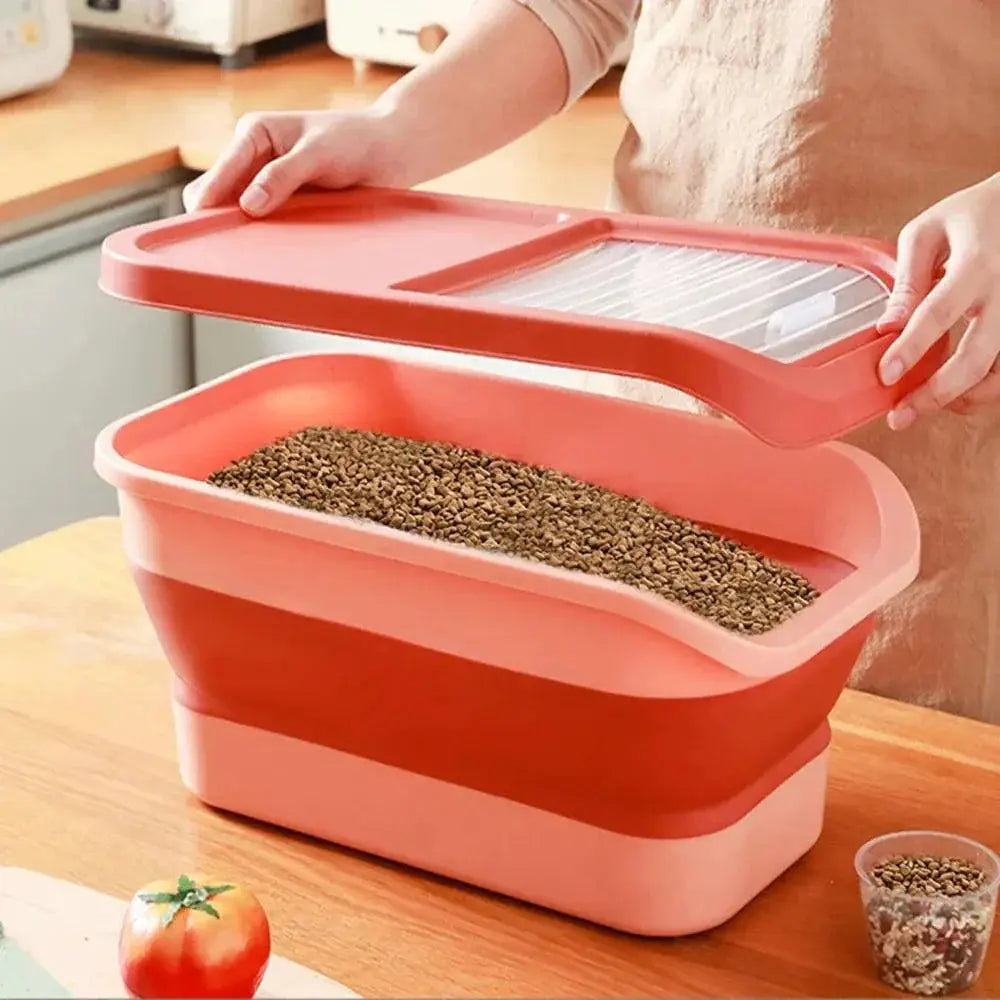 Collapsible Pet Food Container Airtight Foldable Storage
