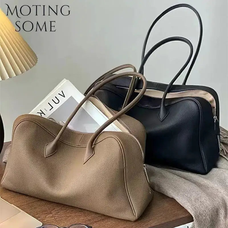 Motingsome First Layer Handbag for Women Togo Cowhide Niche Design Pillow Bag Shoulder Bowling Bag Gunderarm Armpit Bags Boston