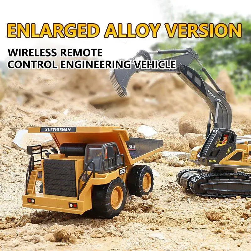 Remote Control Excavator and Dumper Truck Engaging RC Toy