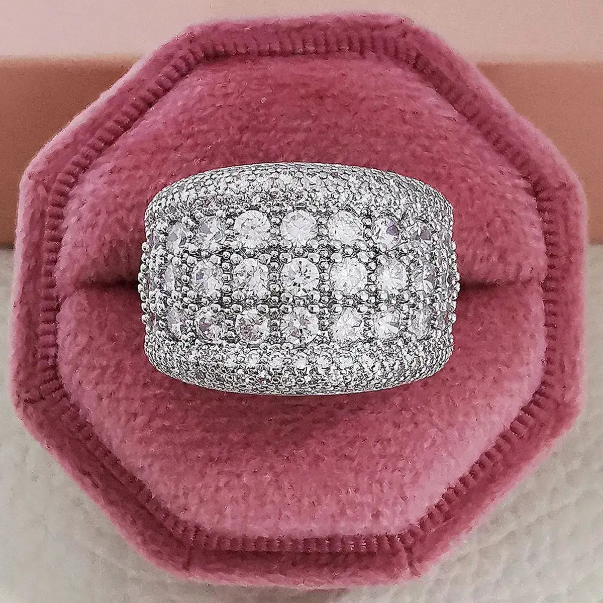 Elegant Platinum Zircon Cocktail Ring — product image 2