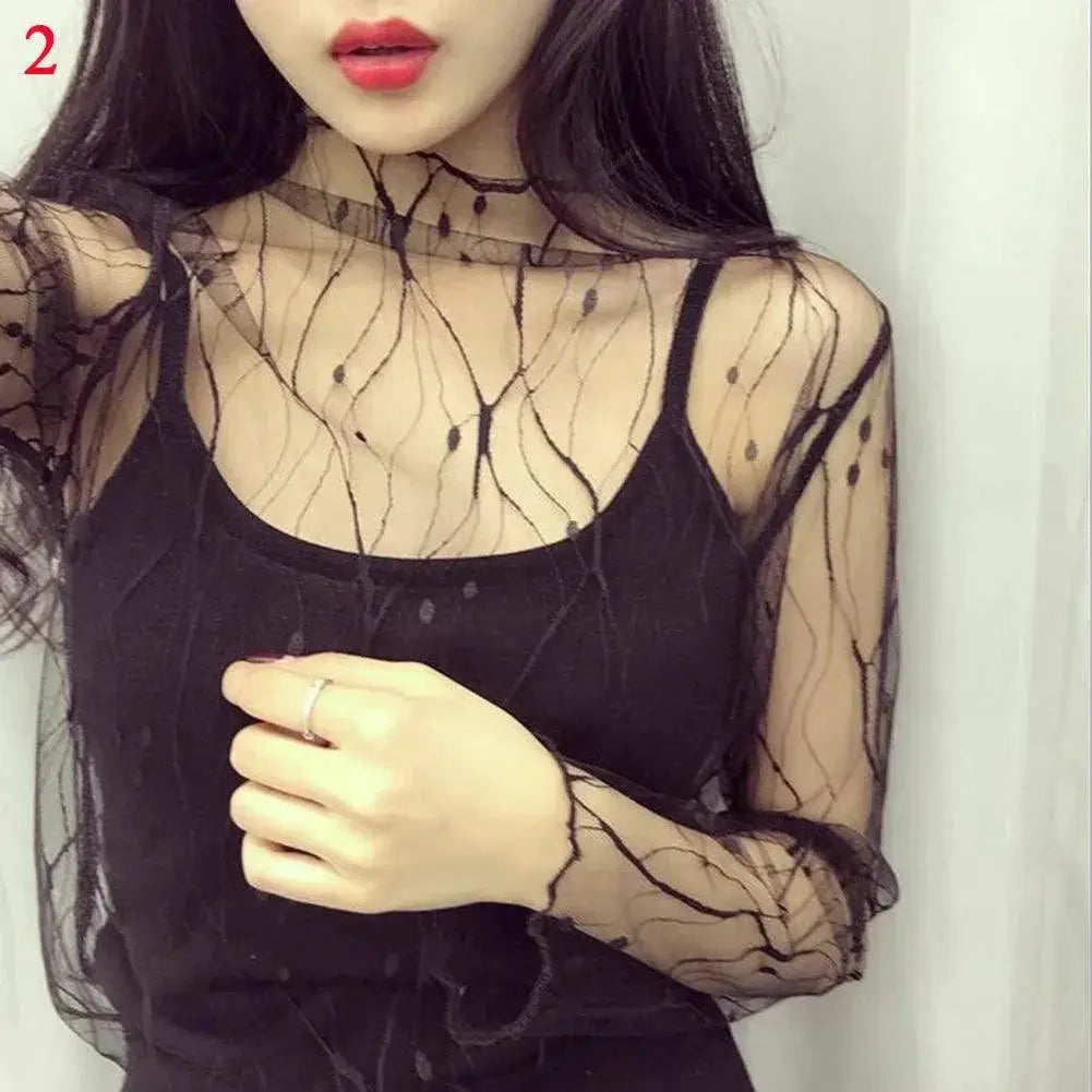 Versatile Lace Turtleneck Top for Women — product view 19