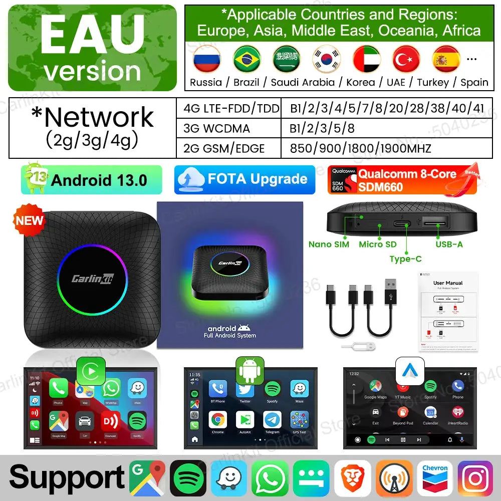 Carlinkit AI Box - Wireless CarPlay Adapter - EAU Android 13 Plus 8GB 128GB product image