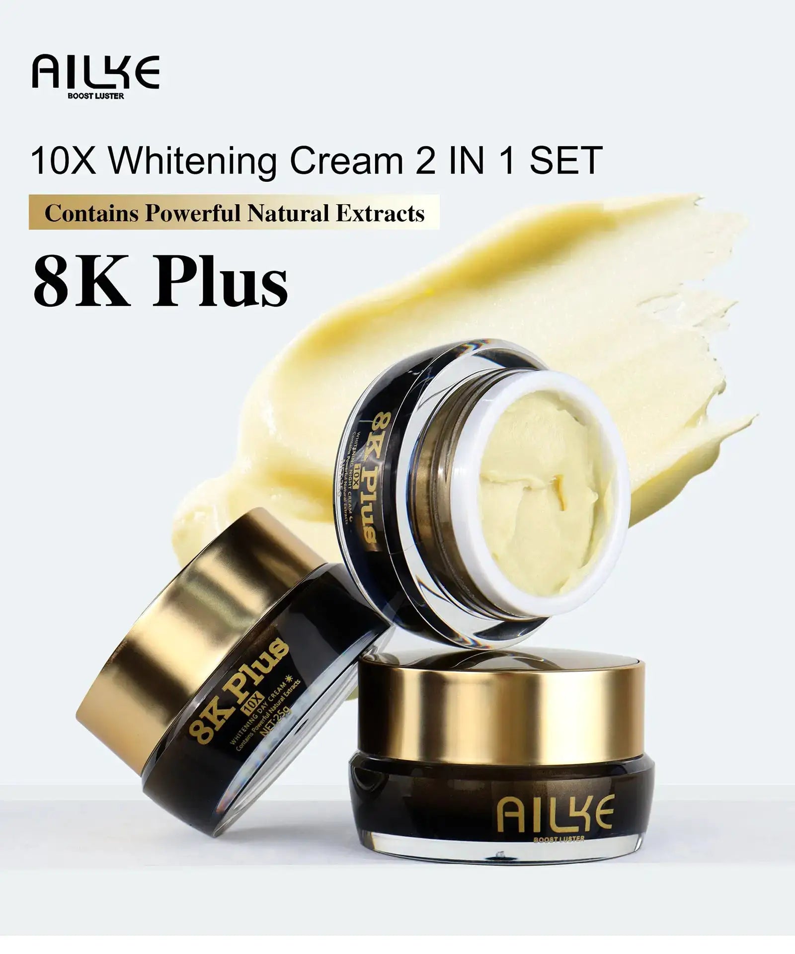 AILKE Whitening Face Cream, Reduce Dark Spots, Sun Spots, Melanin, With Collagen, Glutathione, Even Skin Tone For All Skin Types