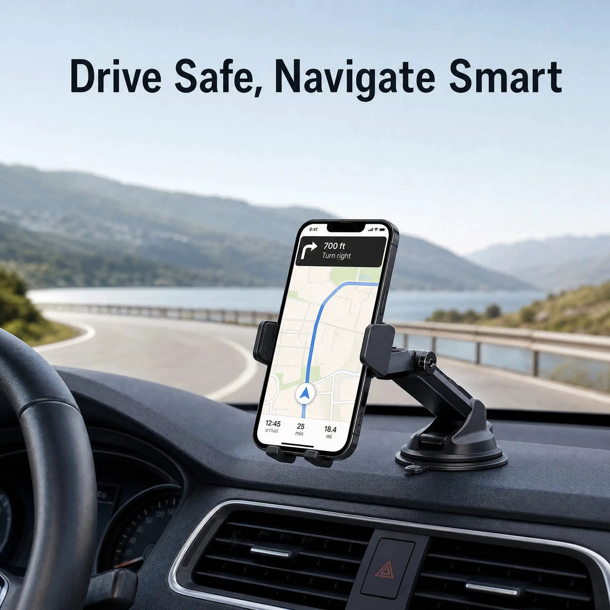 Car Phone Holder – Nano Flexible Silicone, 360° Rotation, Doesn't Block Screen, Compatible with BlackBerry.