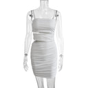 Women White Spaghetti Strap Backless Bodycon Mini Dress For Party Nightclub Slim