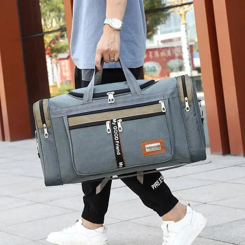 Waterproof Waxed Canvas Leather Travel Bag For Men Carry On
