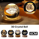 3D Galaxy Moon Lamp: LED Crystal Ball Night Light Decor
