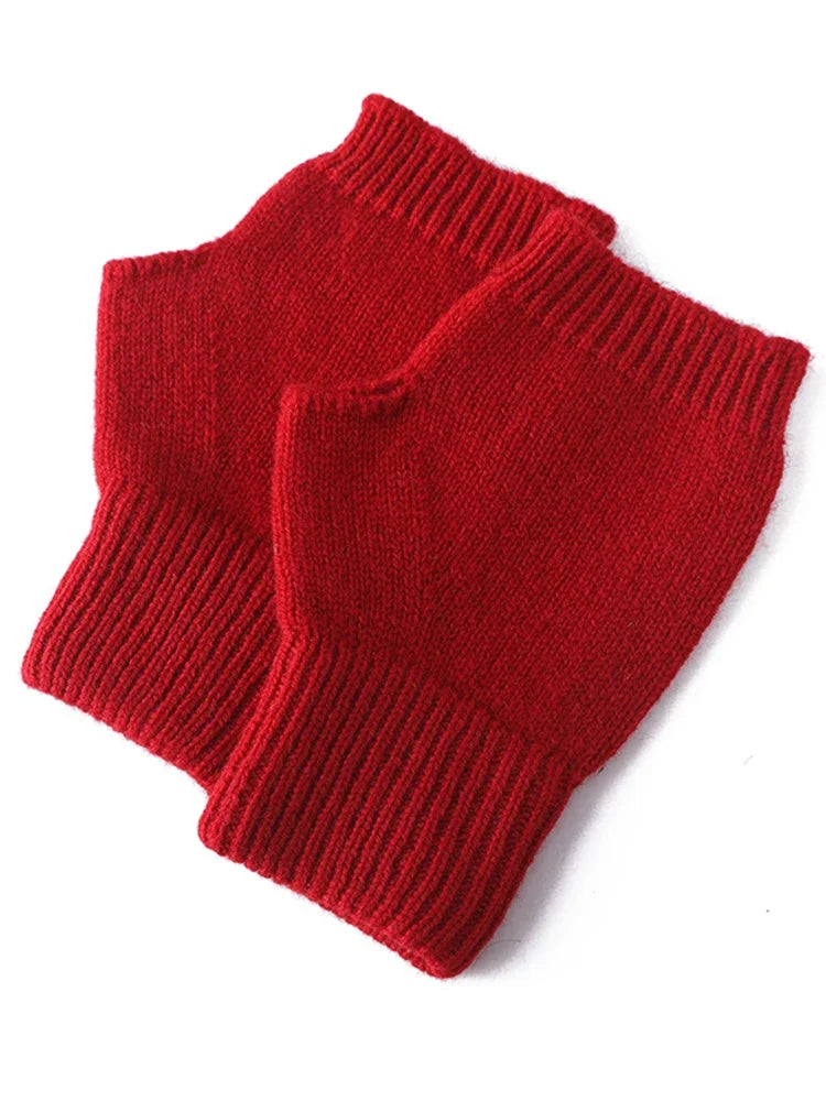 Ribbed Knitted Fingerless Gloves