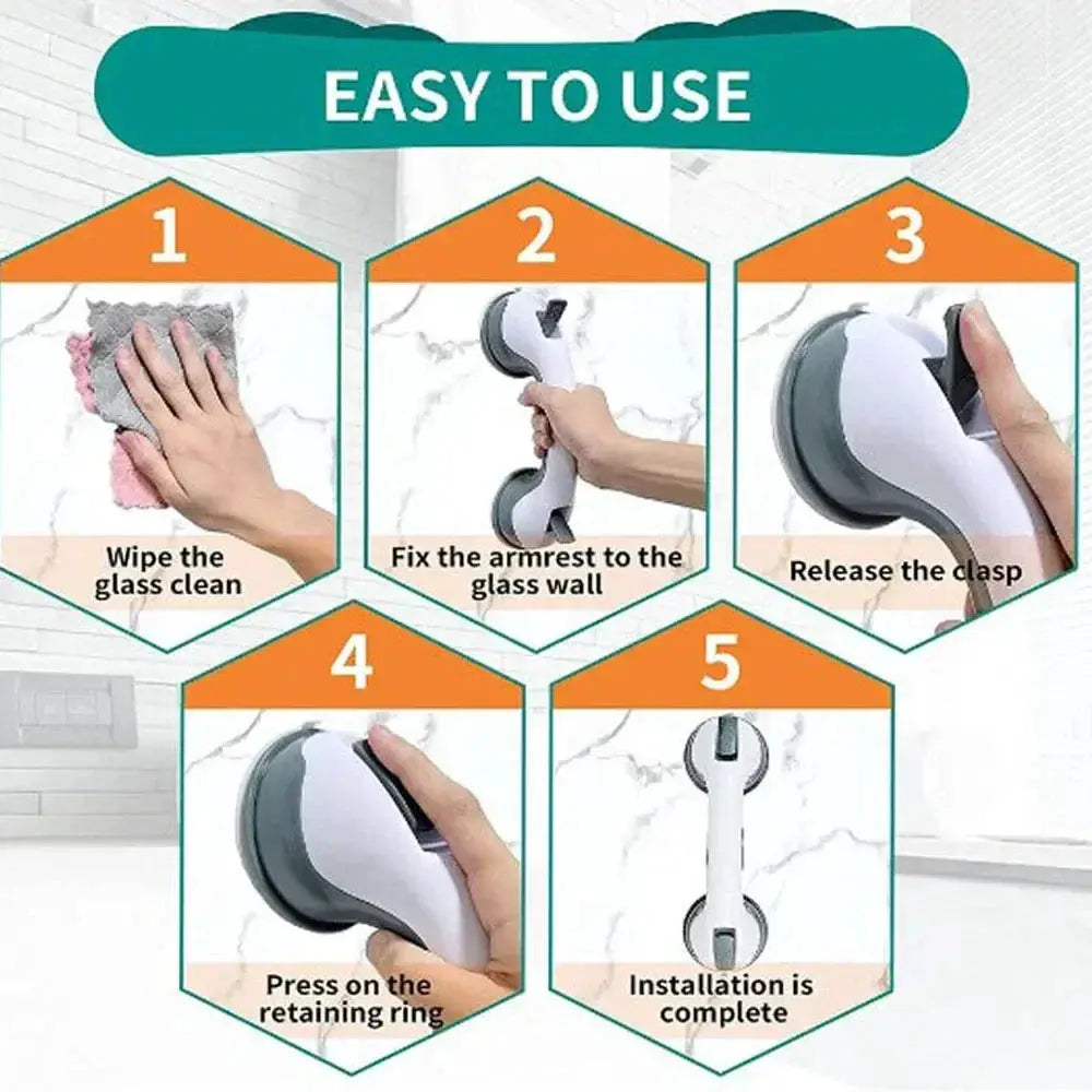 Safety Shower Handle Grab Bars Dual Locking Suction Cups
