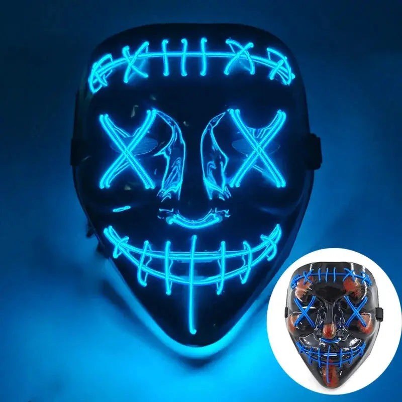 Halloween Purge Neon Light Up Mask With LED Gloves