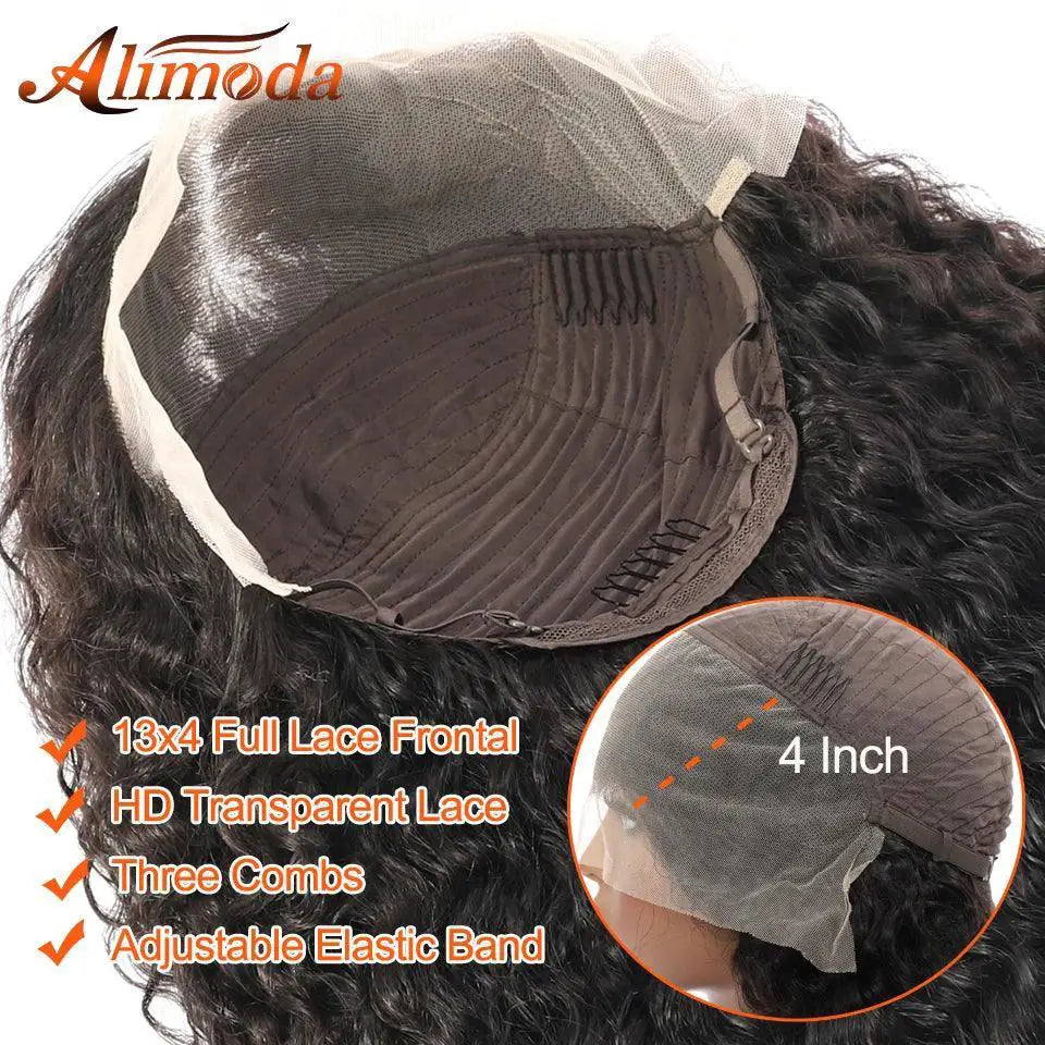 34 Inch Curly Lace Front Wig HD Transparent Deep Wave Hair