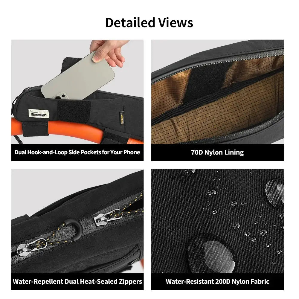 Rhinowalk Bike Top Front Tube Frame Triangle Bag for Brompton Folding Bike 2L Ultralight 45CM Length Cycling Storage Tool Bag