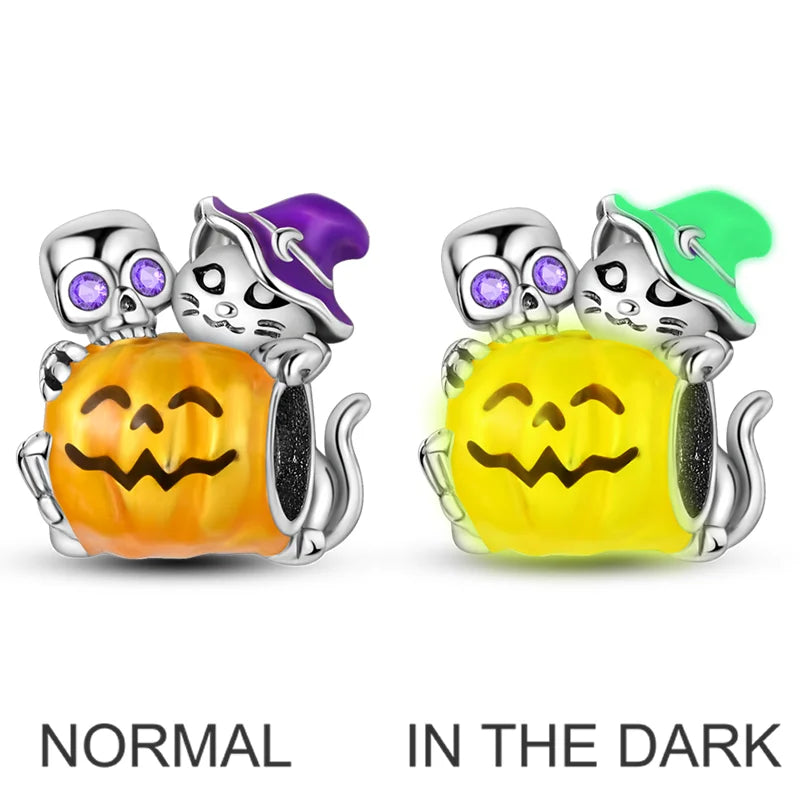 Halloween Skull Charm Bead Sterling