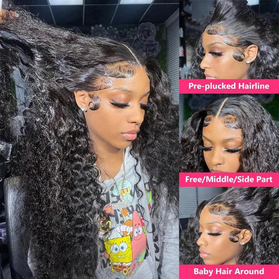 Deep Wave Frontal Wig 13x4 Lace Front Remy Human Hair