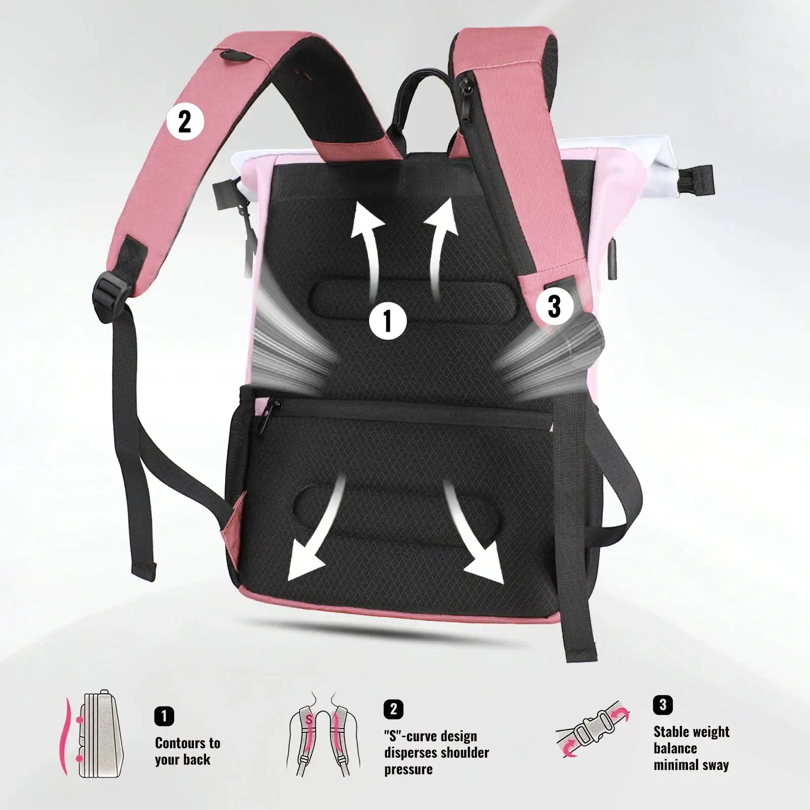 Heroic Knight Rolltop Stylish Laptop Backpack For 15.6 Inch Waterproof Large Travel Backpack Leisure Women University Rucksack