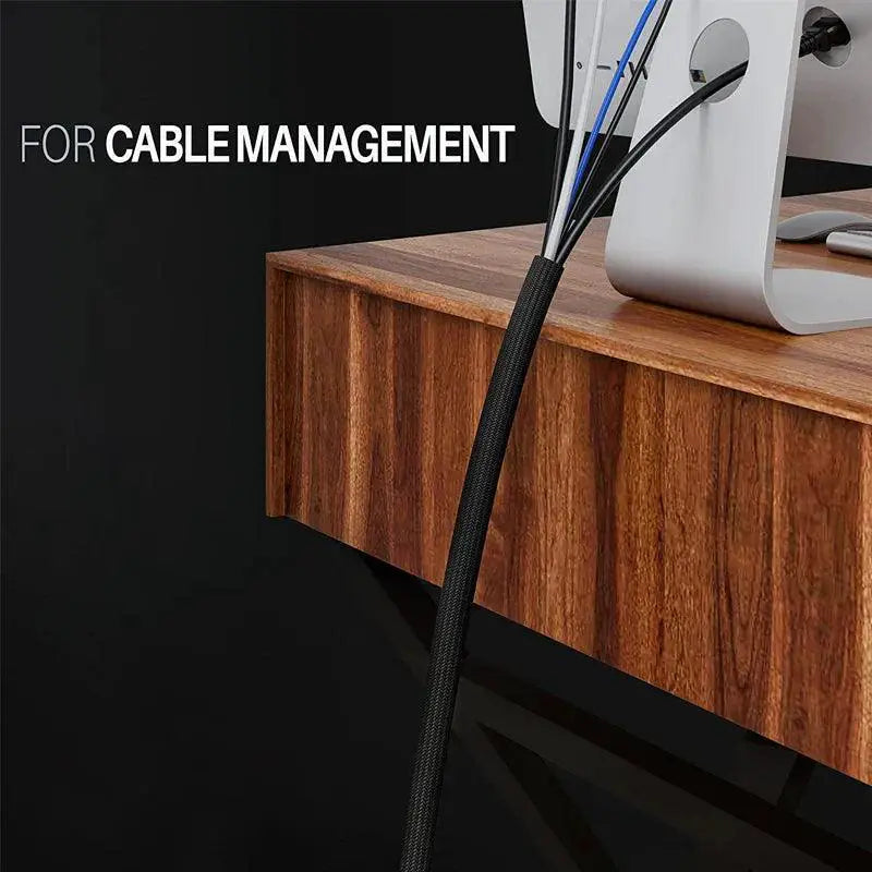 Black Insulated Braid Sleeving Cable Management 10M