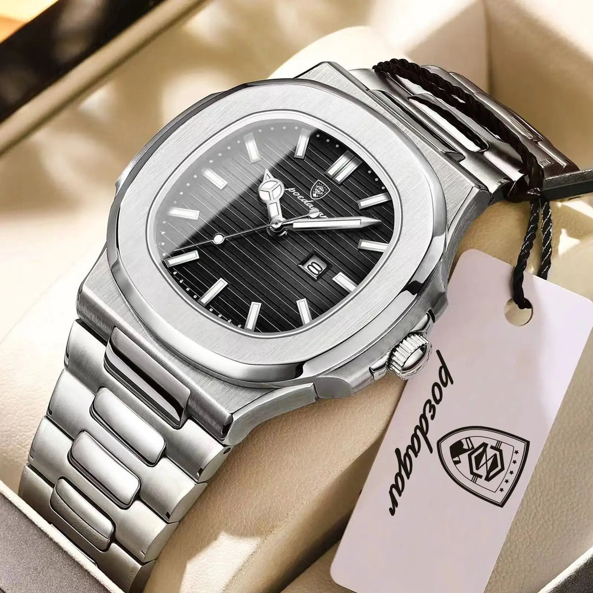 Poedagar Luxury Square Wristwatch — product view 8