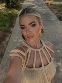 Enchanting Maxi Dress Chic Beach Party Wear Crochet Details