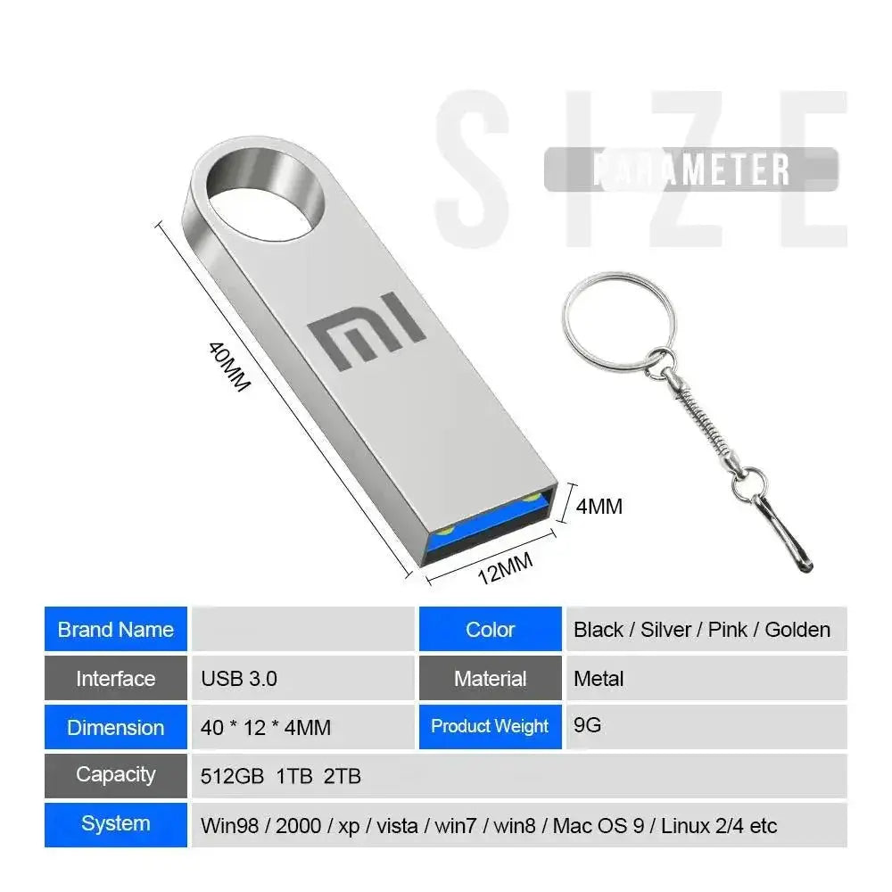 Waterproof USB Flash Drive 2TB High Speed Portable Storage