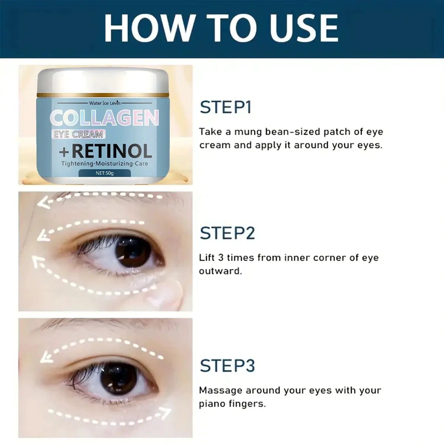 Water Ice Levin Collagen & Retinol Eye Cream: Ice Cream Texture for Deep Moisturizing, Tightening & Caring Easy to Absorb