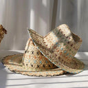 Raffia Straw Hat for Women Bohemian Colorful Vacation Hat