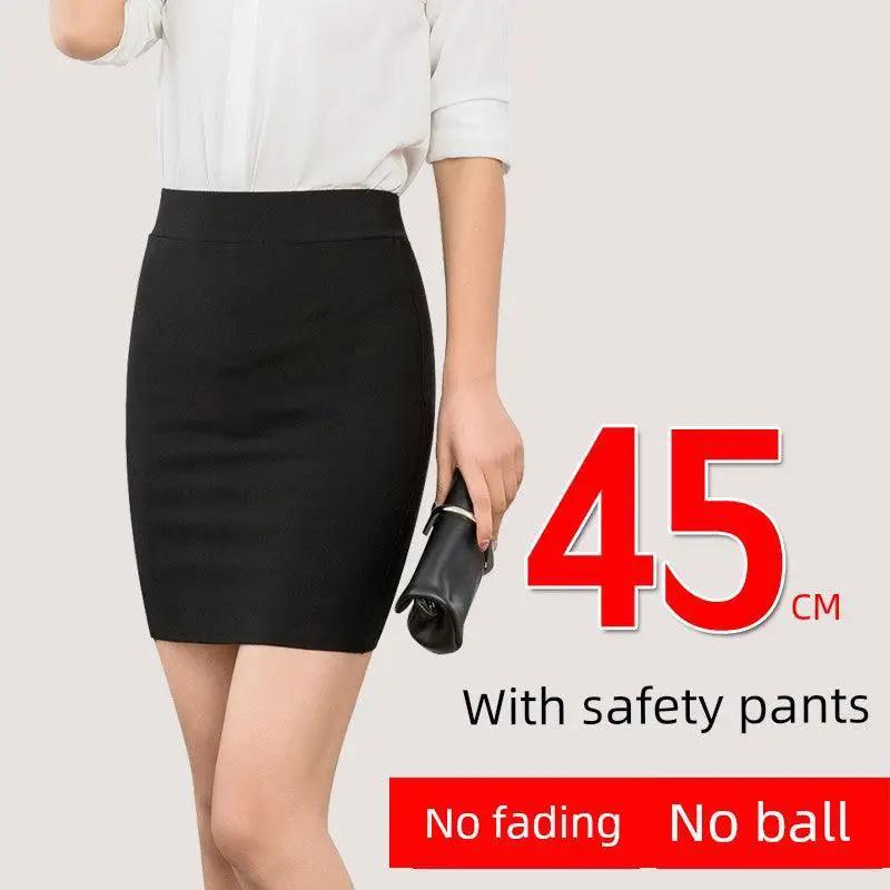 Professional Black Hip Wrapped Skirt For Office Elegance