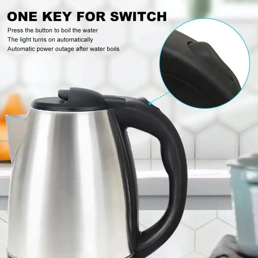 2L Stainless Steel Electric Kettle Silver Gray For Home Travel