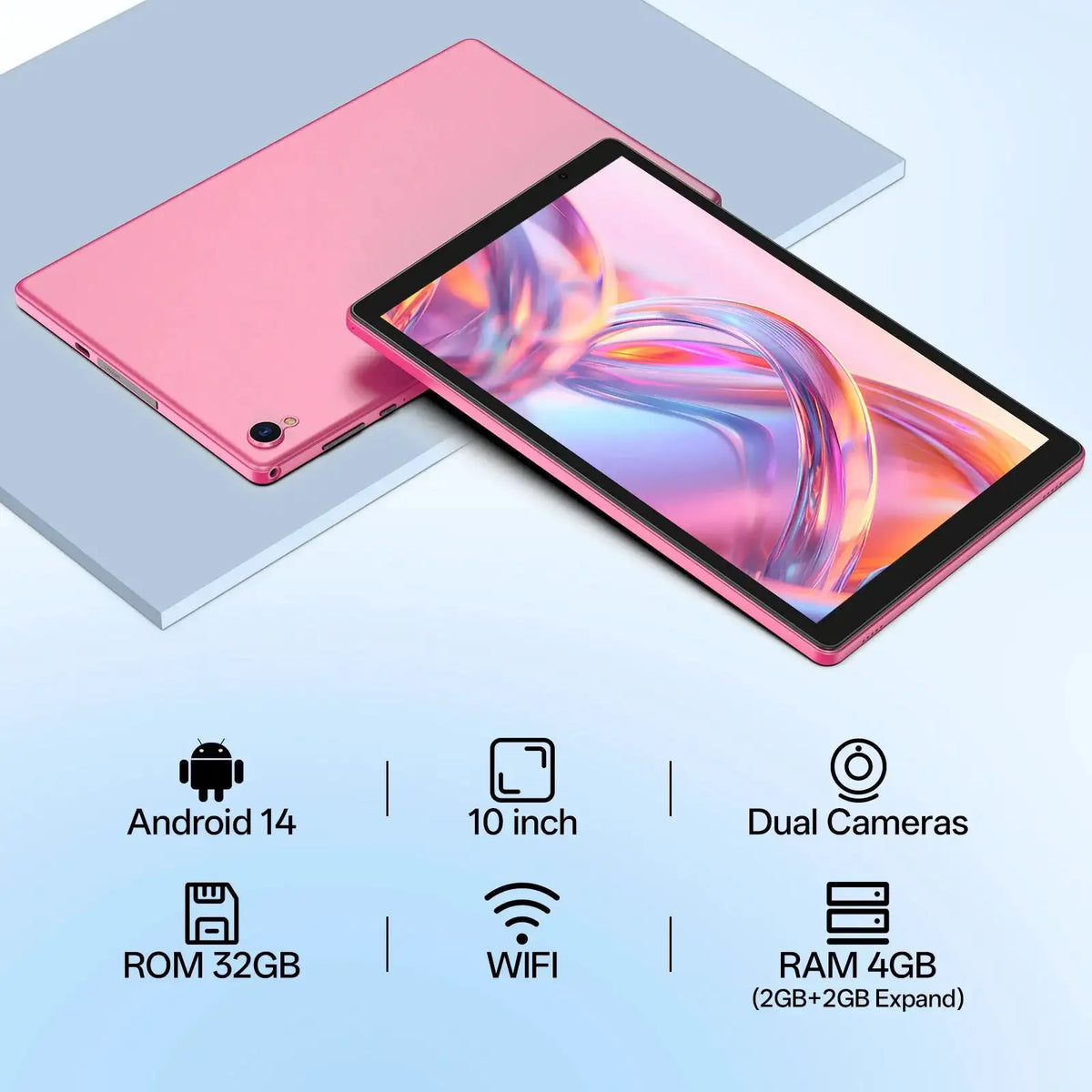 2026 New 10.0-inch Android 14 Tablet (Protective Case Included) ，4GB RAM (2GB + 2GB Expandable), 32GB ROM, Wi-Fi 6, 6000mAh
