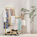Bamboo Garment Coat Clothes Hanging Heavy Duty Rack Shelves