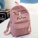 Personalised Corduroy Knapsack Custom Name Casual Backpack