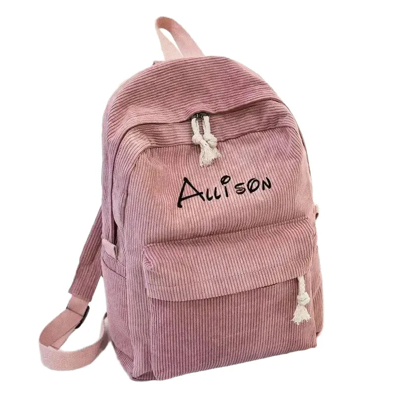 Personalised Corduroy Backpack for Work — black