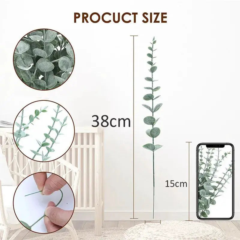 Artificial Eucalyptus Leaf Branches For Home Garden Decor