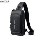 Men's USB Shoulder Bag Stylish Anti-theft Travel Organizer