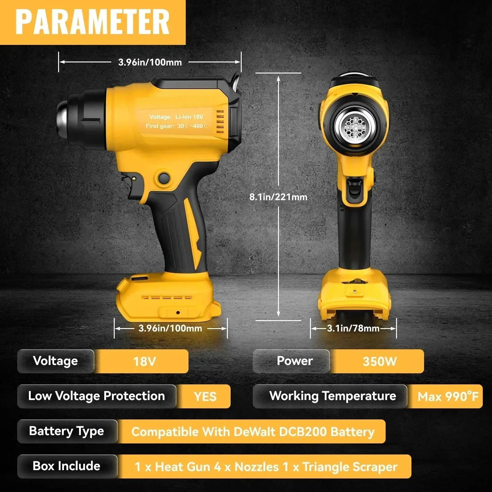 Cordless Heat Gun Adjustable Temperature Fast Heating 20V - OurLum.com