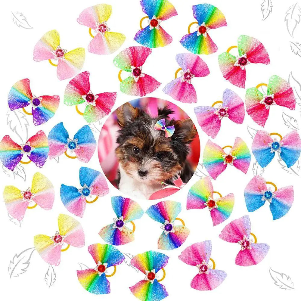 Pet Grooming Colorful Bows for Small Pets 30 Piece Set