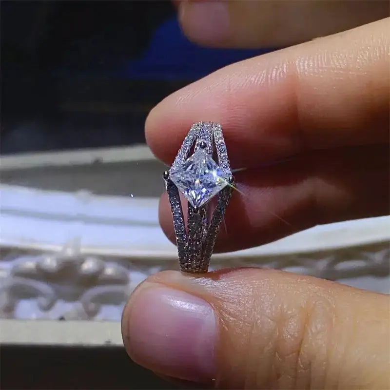Princess Cut Blue Moissanite Ring — product image 6