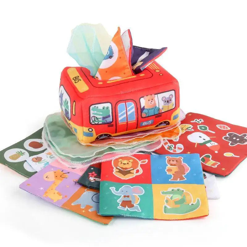 Montessori Sensory Pull Along Tissue Box Toy For Babies