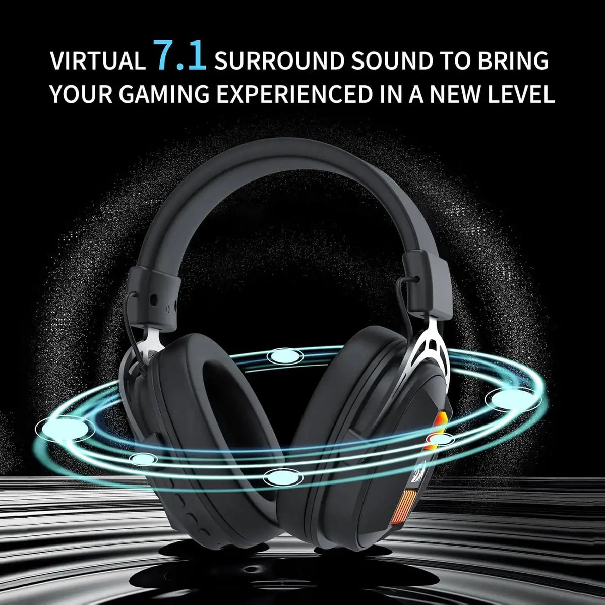 Redragon H375 Wired Gaming Headset, 53mm Drivers 7.1 Surround Sound, Detachable Noise Cancelling Mic, USB Computer Headset