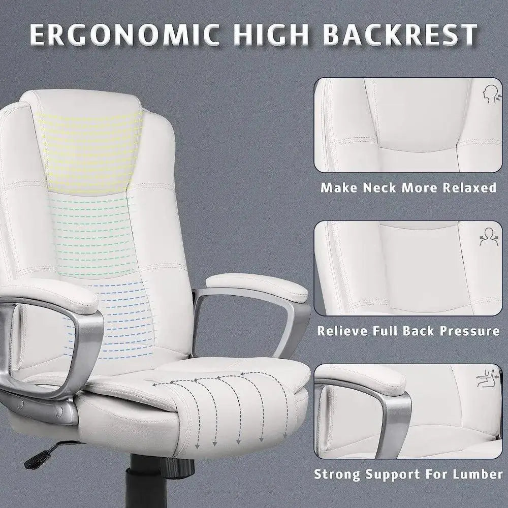 Office Desk Chair High Back Ergonomic White Computer