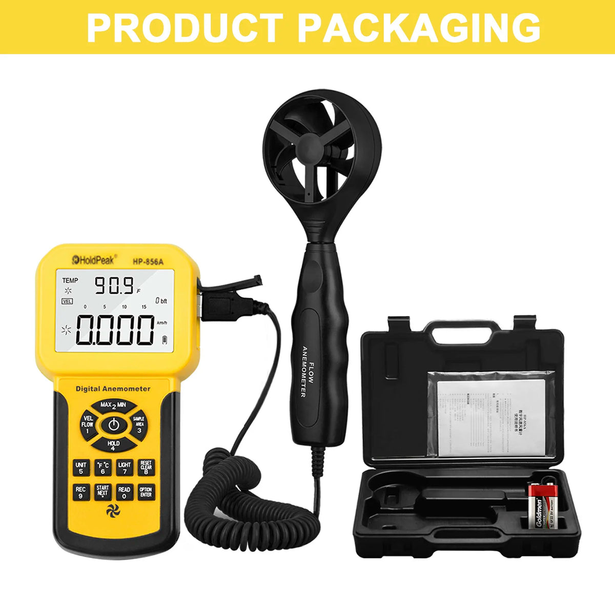 HoldPeak Digital Anemometer with PC Data Record /Handheld Wind — product view 6