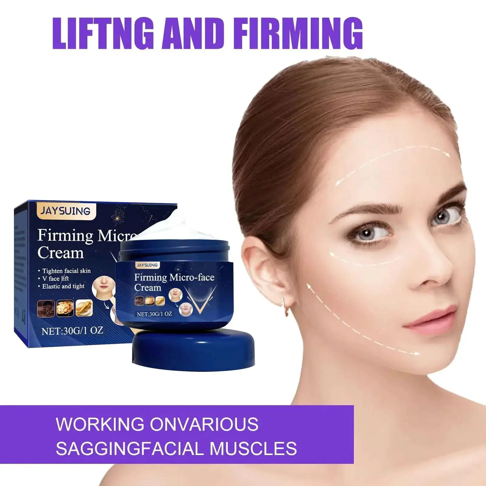 Jaysuing Anti Wrinkle Face Cream Moisturizer Nourishing Skin Improve Puffiness Anti-agi-ng Fade Fine Lines V Face Firming Cream