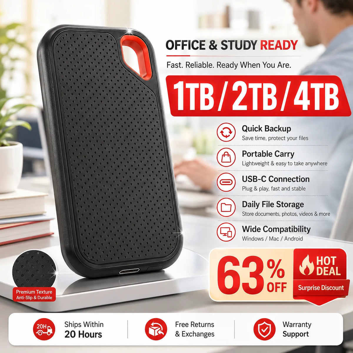 1TB Portable SSD 2TB External