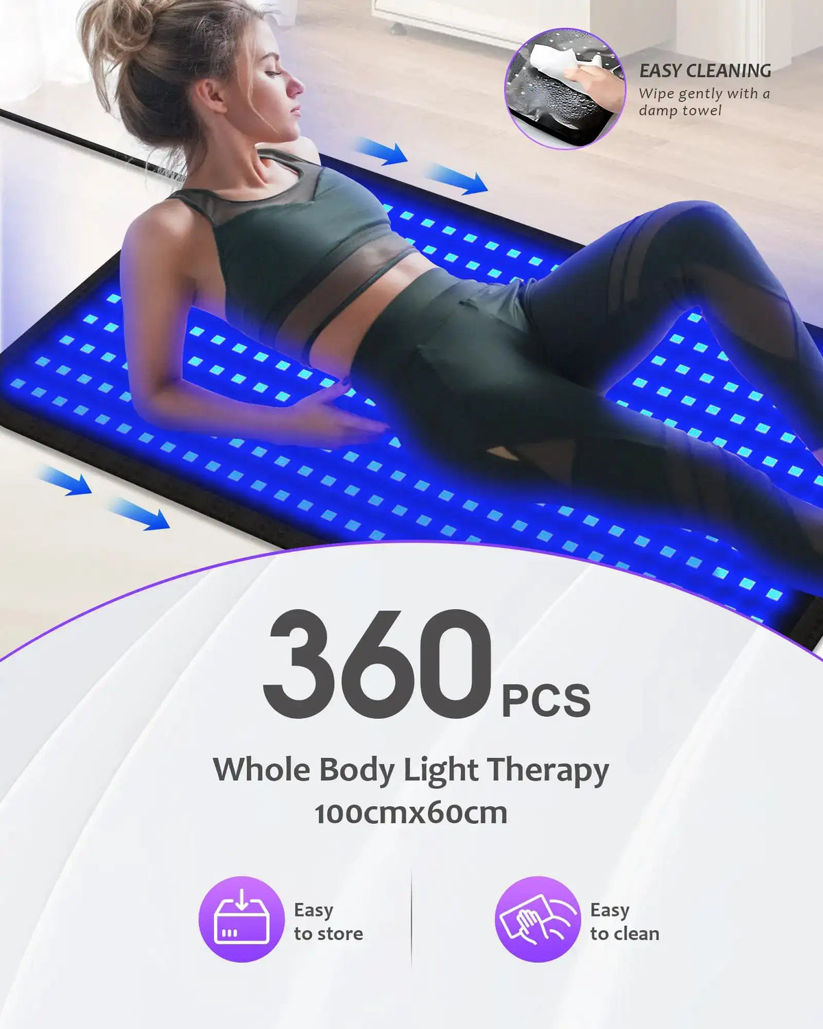 Jitesy Tanning Lamp Mat Blue Light Pad Wavelength Modes — product view 5