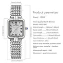 Luxurious Square Dial Silver Steel Women's Watch Timeless Elegance