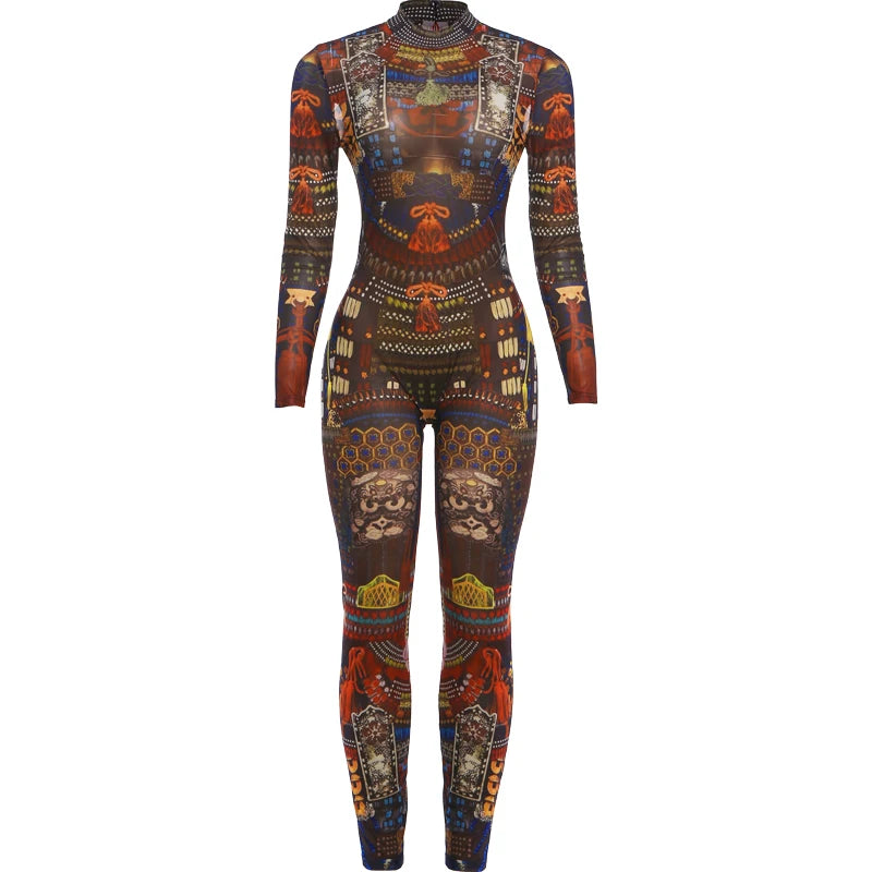 Crew Neck Long Sleeve Jumpsuit