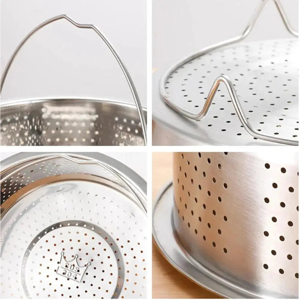 Stainless Steel Pot Steamer Basket With Silicone Handle