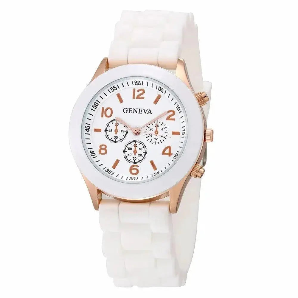 Luxury Womens Silicone Strap Quartz Watch Elegant Timepiece